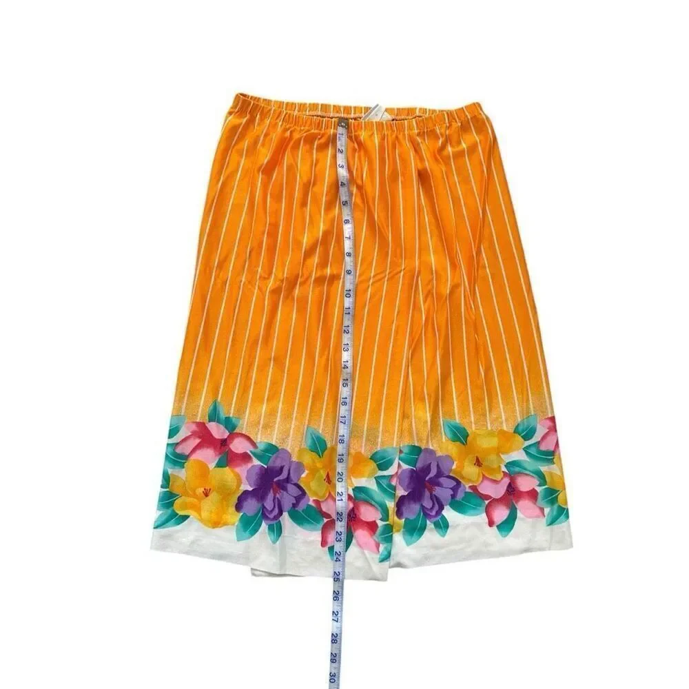 Vintage Floral Fiesta Wrap Skirt Sateen Sz M
